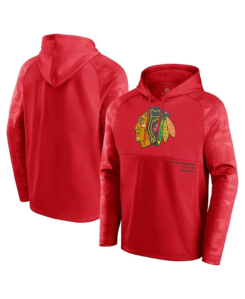 Fanatics Men's Red Chicago Blackhawks Shade Defender Raglan Pullover Hoodie