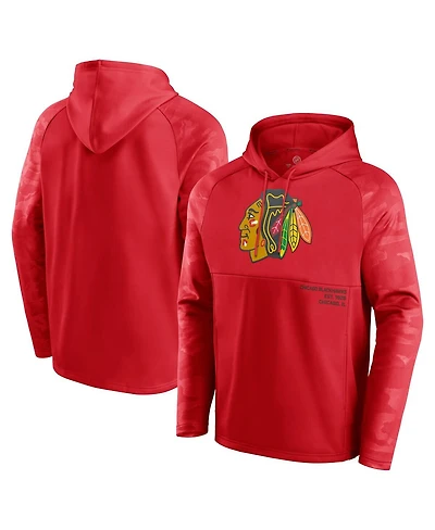 Fanatics Men's Red Chicago Blackhawks Shade Defender Raglan Pullover Hoodie