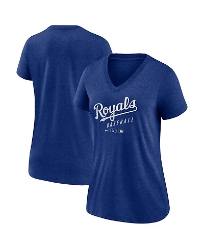 Nike Women's Heather Royal Kansas City Royals Authentic Collection Tri-Blend V-Neck T-Shirt