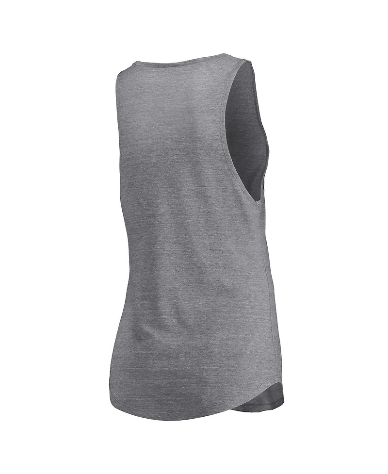 Fanatics Women's Heathered Gray Portland Trail Blazers Quality Time Open Scoop Neck Tri-Blend Tank Top