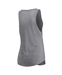 Fanatics Women's Heathered Gray Portland Trail Blazers Quality Time Open Scoop Neck Tri-Blend Tank Top