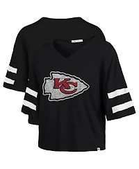'47 Brand Women's Black Kansas City Chiefs Premier Scout Cropped V-Neck T-Shirt