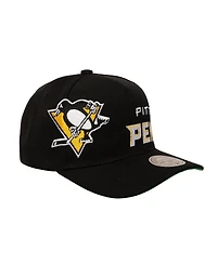 Mitchell & Ness Men's Black Pittsburgh Penguins Busted Logo Wordmark Wrap-Around Pro Pinch Adjustable Hat