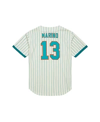 Mitchell & Ness Men's Dan Marino Cream Miami Dolphins Name Number Mesh Button-Up Baseball Jersey