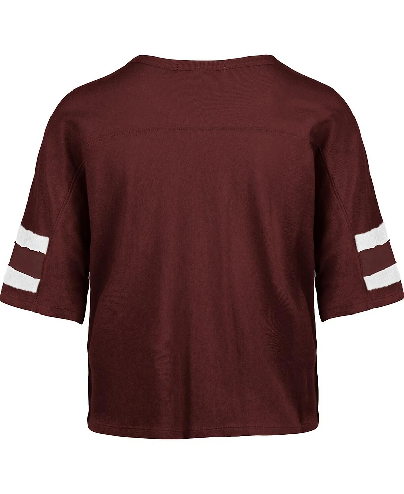 '47 Brand Women's Burgundy Washington Commanders Premier Scout Cropped V-Neck T-Shirt