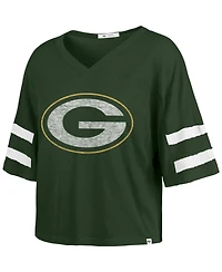 '47 Brand Women's Green Bay Packers Premier Scout Cropped V-Neck T-Shirt
