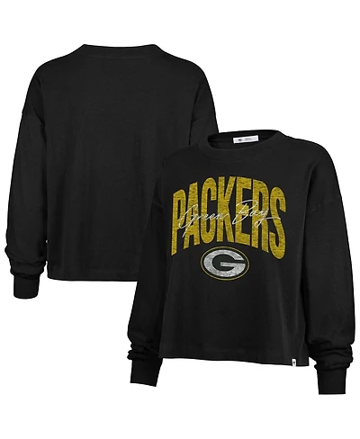 '47 Brand Women's Black Green Bay Packers Muse Sydney Long Sleeve T-Shirt