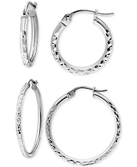 Giani Bernini 2-Pc. Set Faceted Texture Small Hoop Earrings in Sterling Silver, Macy's Exclusive