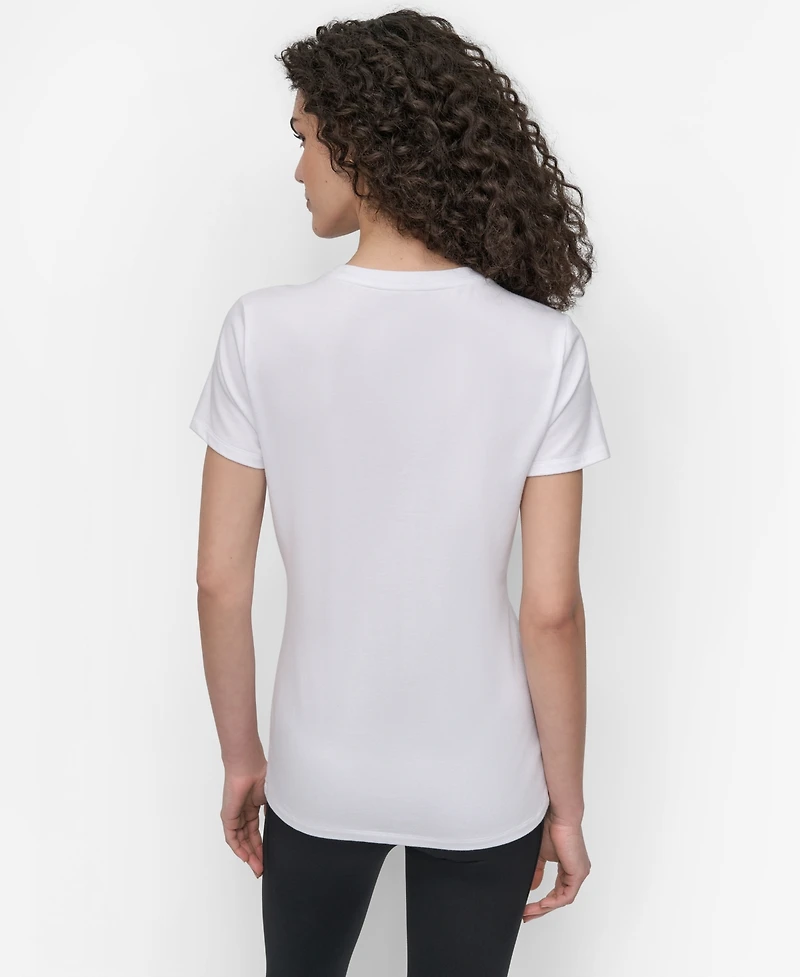 Dkny Women's Sport Glitter Logo Crew Neck T-shirt