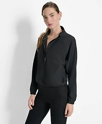 Dkny Women's Hooded Jacket with Logo Elastic Detail