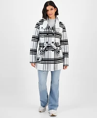 Bcx Juniors' Plaid Micro-Fleece Belted Jacket