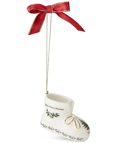 Spode Christmas Tree 2025 Baby's 1st Bootie Ornament