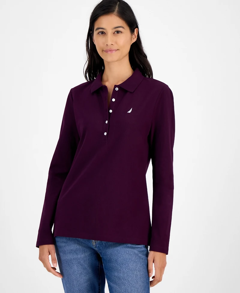 Nautica Jeans Women's Long Sleeve Polo Shirt