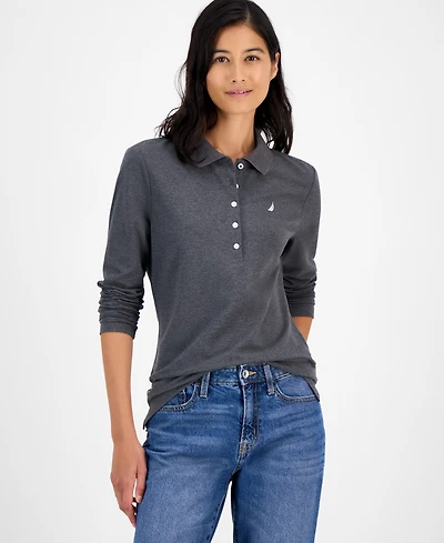 Nautica Jeans Women's Long Sleeve Polo Shirt