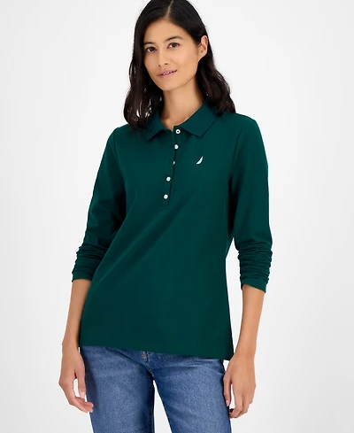 Nautica Jeans Women's Long Sleeve Polo Shirt