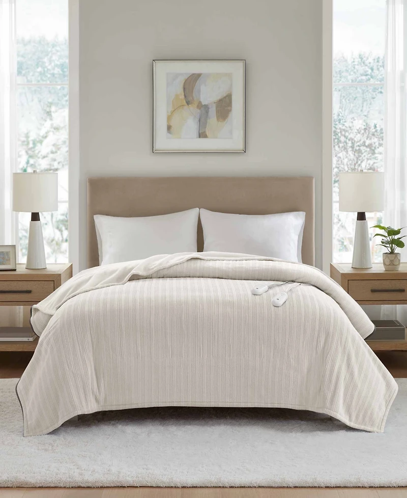Premier Comfort Heated Textured Fleece Blanket, Queen