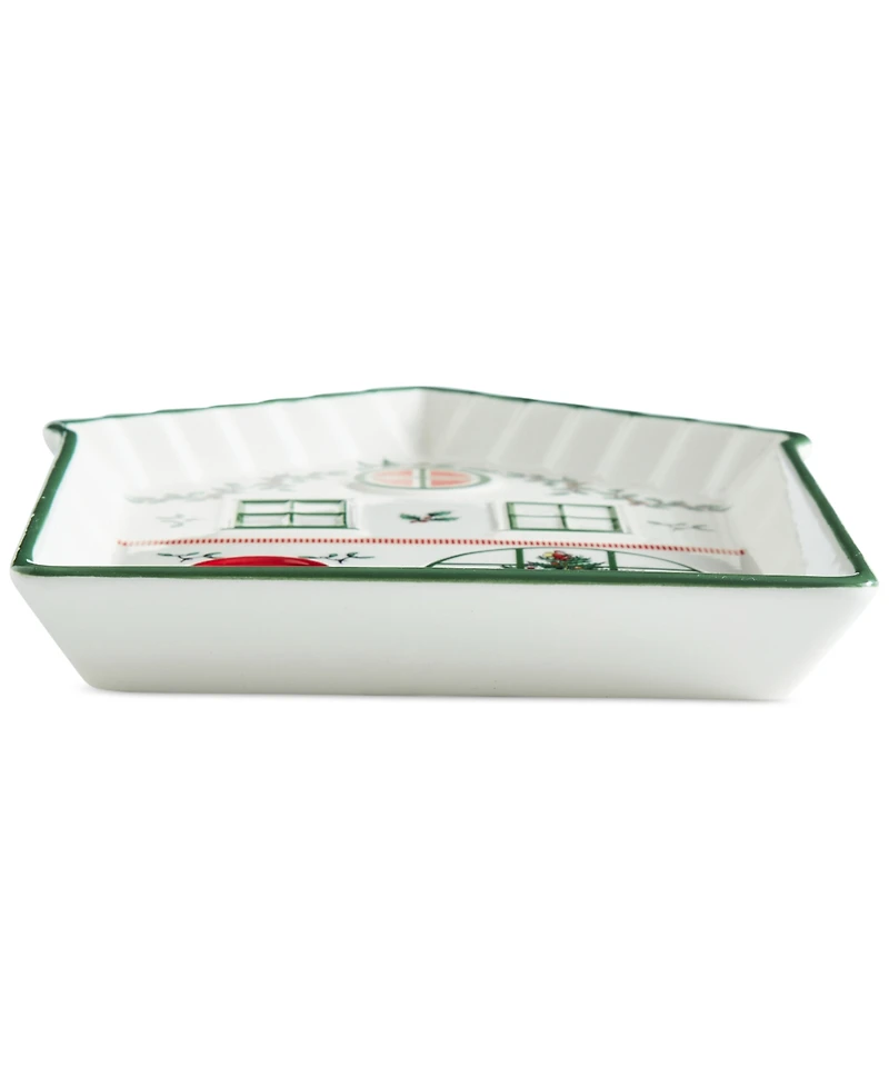 Spode Christmas Tree Village Tidbit Tray, Green