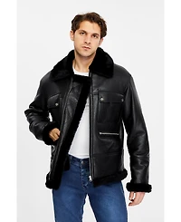 Furniq Uk Men's Genuine Sheepskin Bomber Jacket