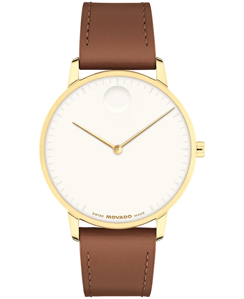 Movado Unisex Face Swiss Quartz Leather Watch