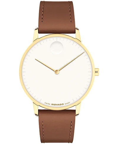 Movado Unisex Face Swiss Quartz Leather Watch