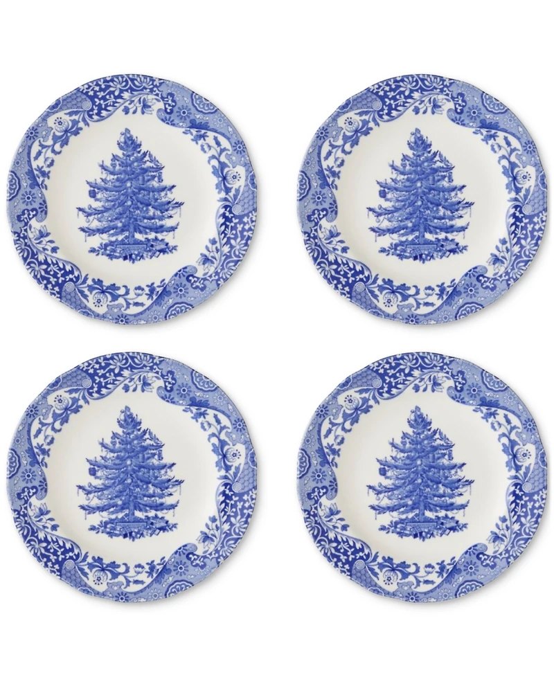 Spode Blue Italian Christmas Dinner Plates, Set of 4