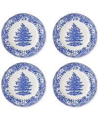 Spode Blue Italian Christmas Dinner Plates, Set of 4