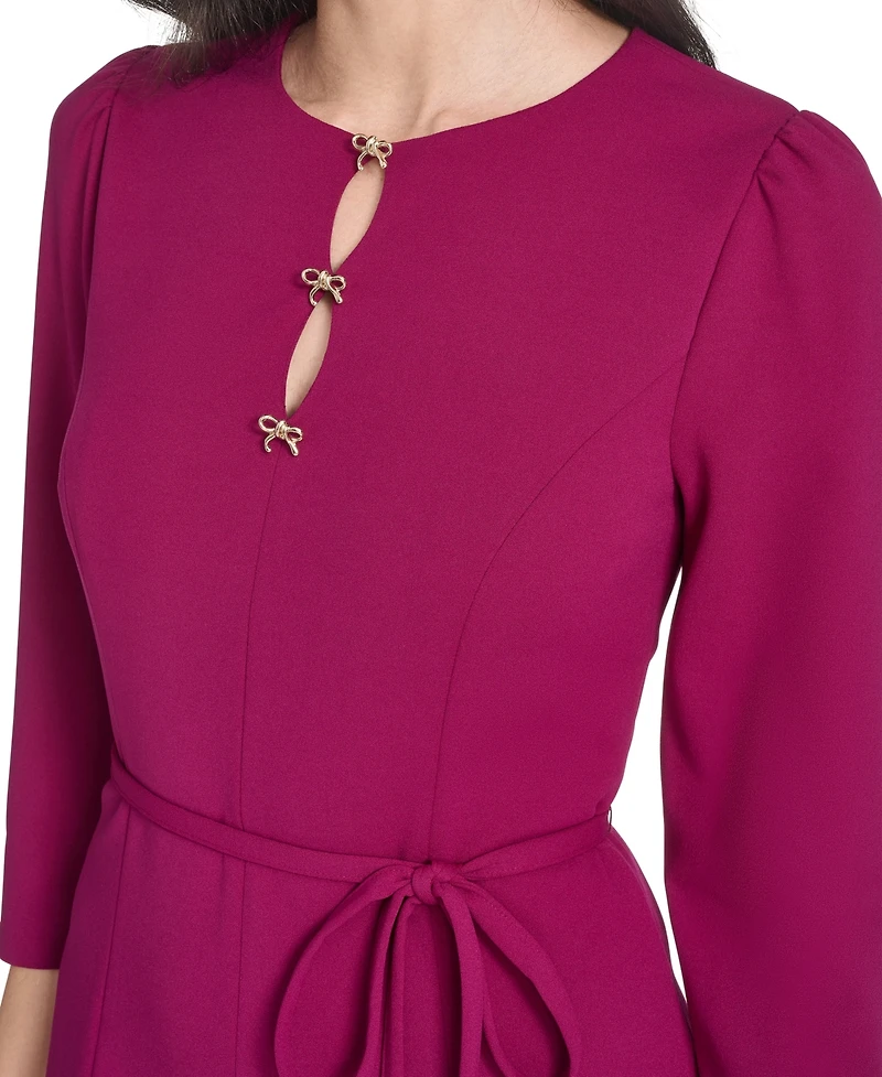 Jessica Howard Women's Jewel Neck 3/4-Sleeve Midi Dress