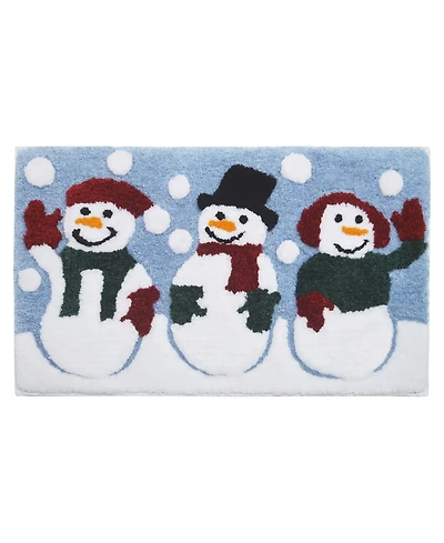 Holly Bells Snowman Trio Bath Rug, 20" x 32"