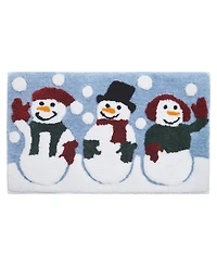 Holly Bells Snowman Trio Bath Rug, 20" x 32"