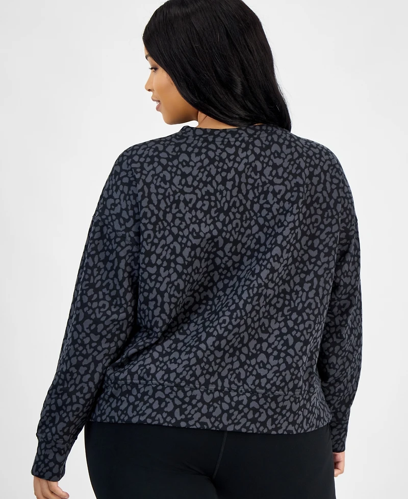 Id Ideology Plus Animal-Print Crewneck Sweatshirt, Macy's Exclusive