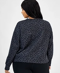 Id Ideology Plus Animal-Print Crewneck Sweatshirt, Macy's Exclusive