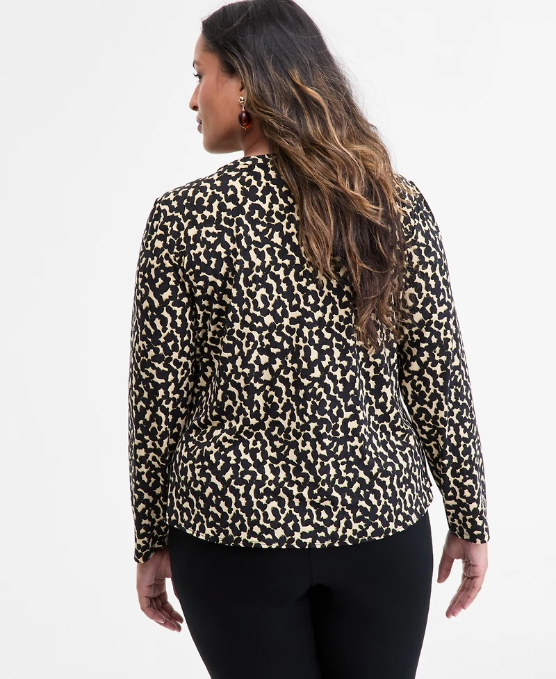 I.n.c. International Concepts Plus Printed V-Neck Blouse, Macy's Exclusive