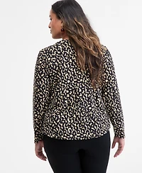I.n.c. International Concepts Plus Printed V-Neck Blouse, Macy's Exclusive
