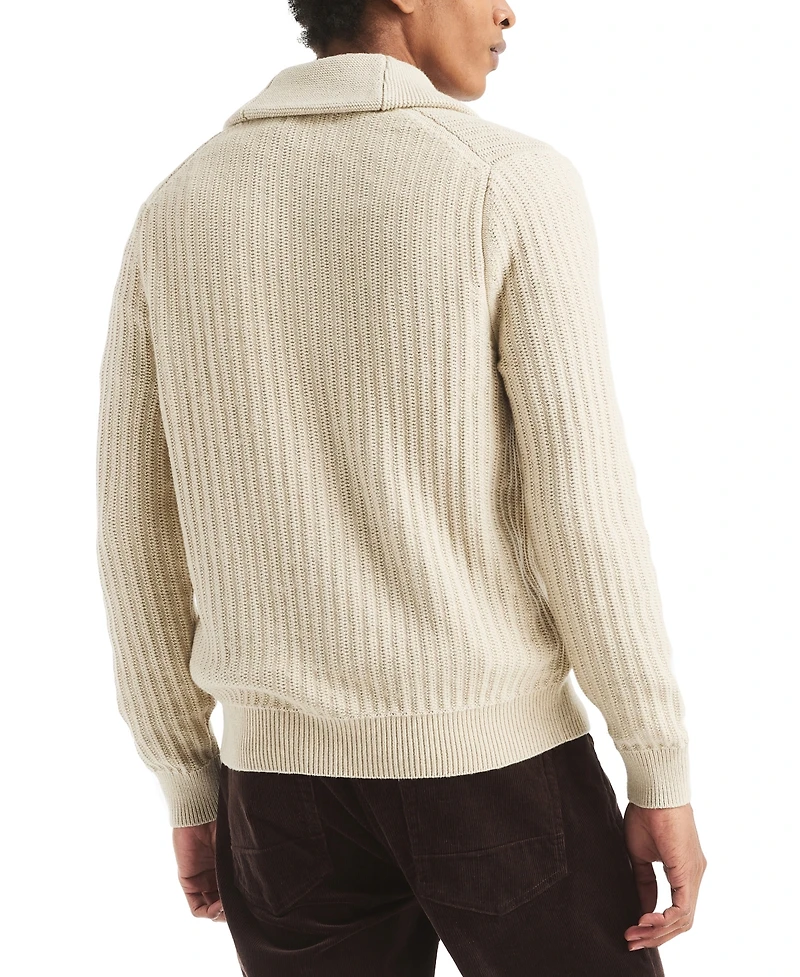 Nautica Men's Textured Long Sleeve Cardigan Sweater