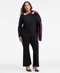 I.n.c. International Concepts Plus Asymmetric-Neck Long-Sleeve Top, Macy's Exclusive