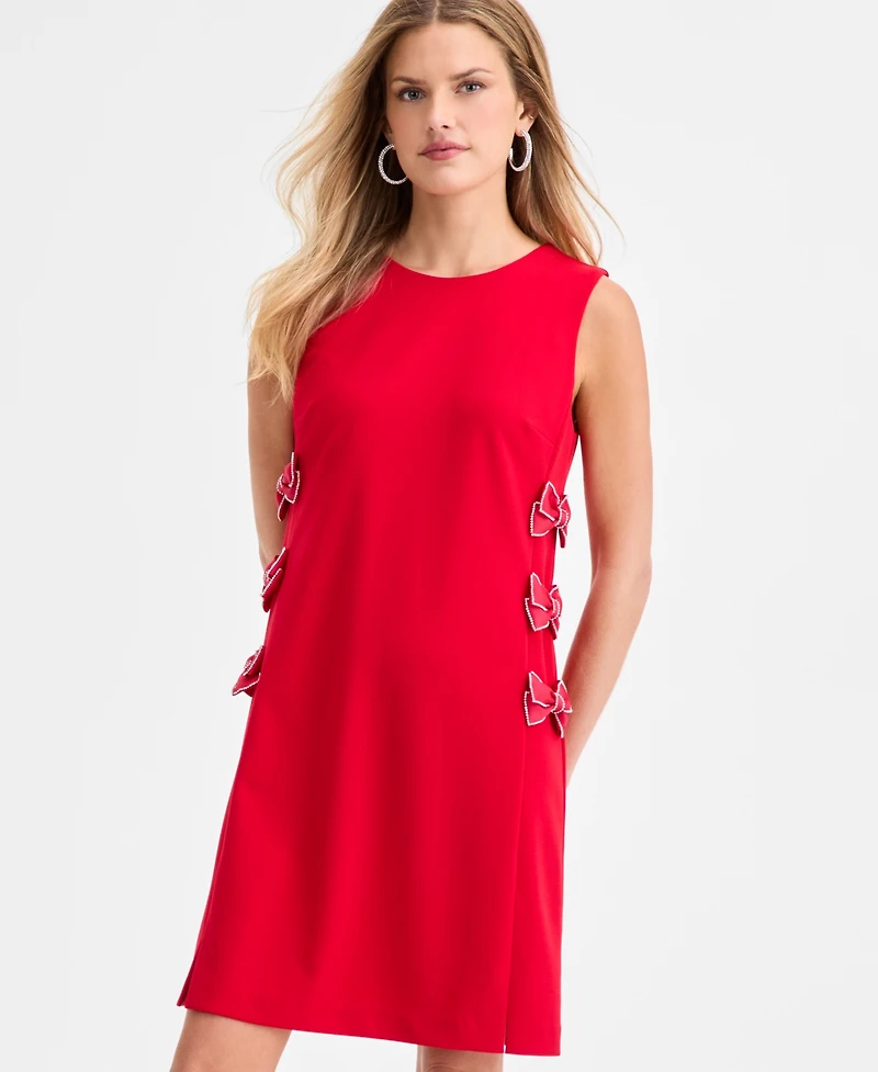 Karl Lagerfeld Paris Women's Bow Detail Crew Neck Sheath Dress