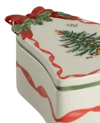 Spode Christmas Tree Ribbons Bell Shaped Lidded Decorative Porcelain Box