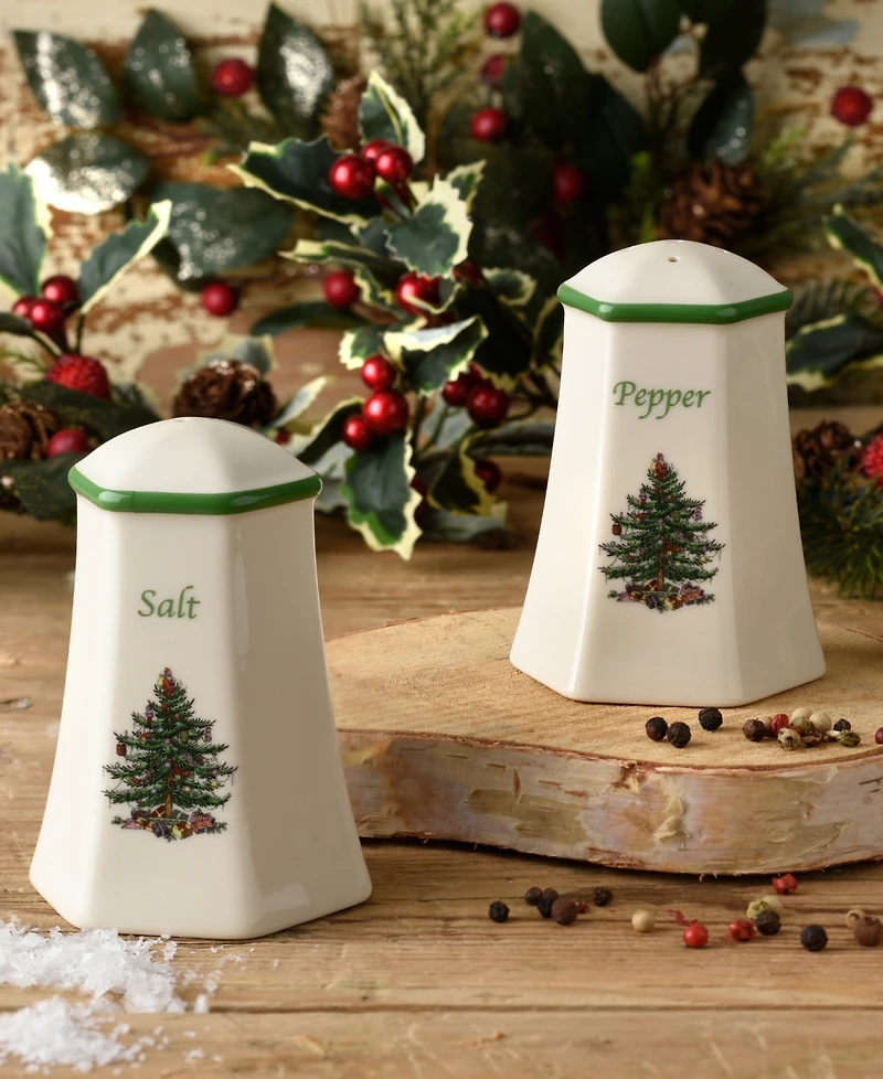 Spode Christmas Tree Hexagonal Salt & Pepper Shakers