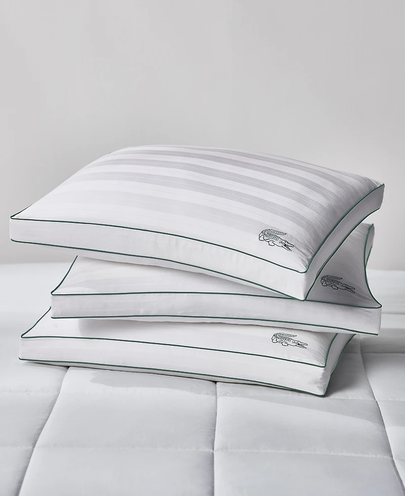 Lacoste Home Tennis Stripe Cotton Gusseted Firm-Density Pillow