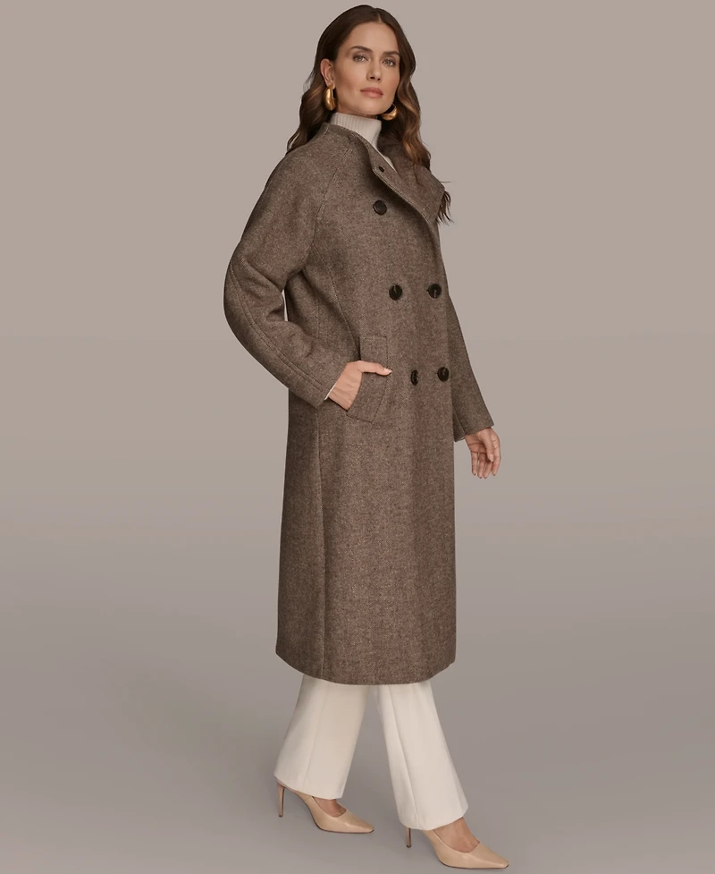 Donna Karan New York Women's Buttoned Maxi Wool-Blend Coat