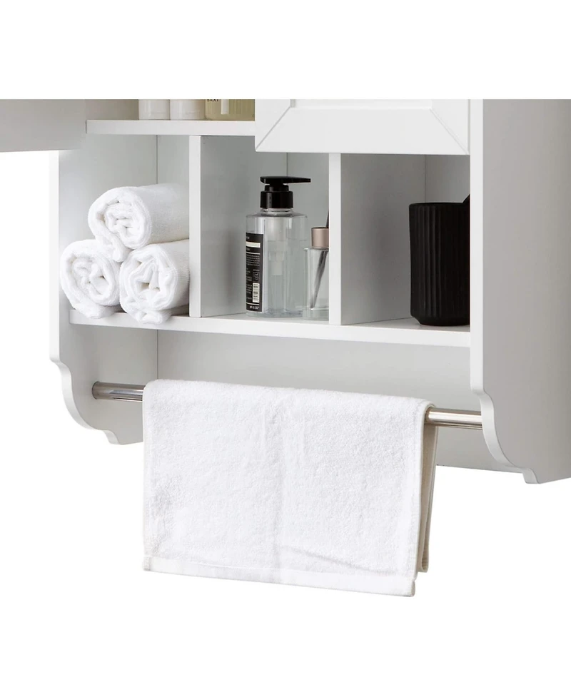 Vanirror 23x32" White Bathroom Wall Cabinet with Towel Bar & Adjustable Shelves - Over Storage for Bath, Kitchen, Laundry