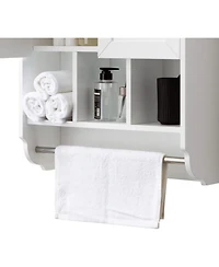 Vanirror 23x32" White Bathroom Wall Cabinet with Towel Bar & Adjustable Shelves - Over Storage for Bath, Kitchen, Laundry