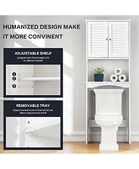 Vanirror 23x67" White Over The Storage Cabinet - 3-Tier Bathroom Organizer with Adjustable Shelves & Louvered Doors