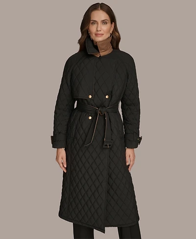 Donna Karan New York Women's Belted Maxi Quilted Coat