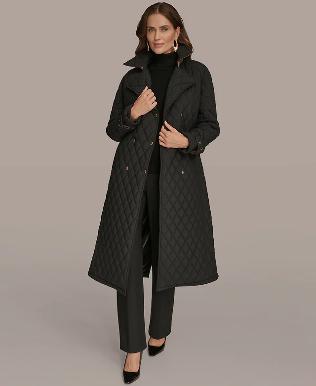 donna karan maxi coat dress Long Sleeve Double Breasted Maxi Coat Dress | Gown