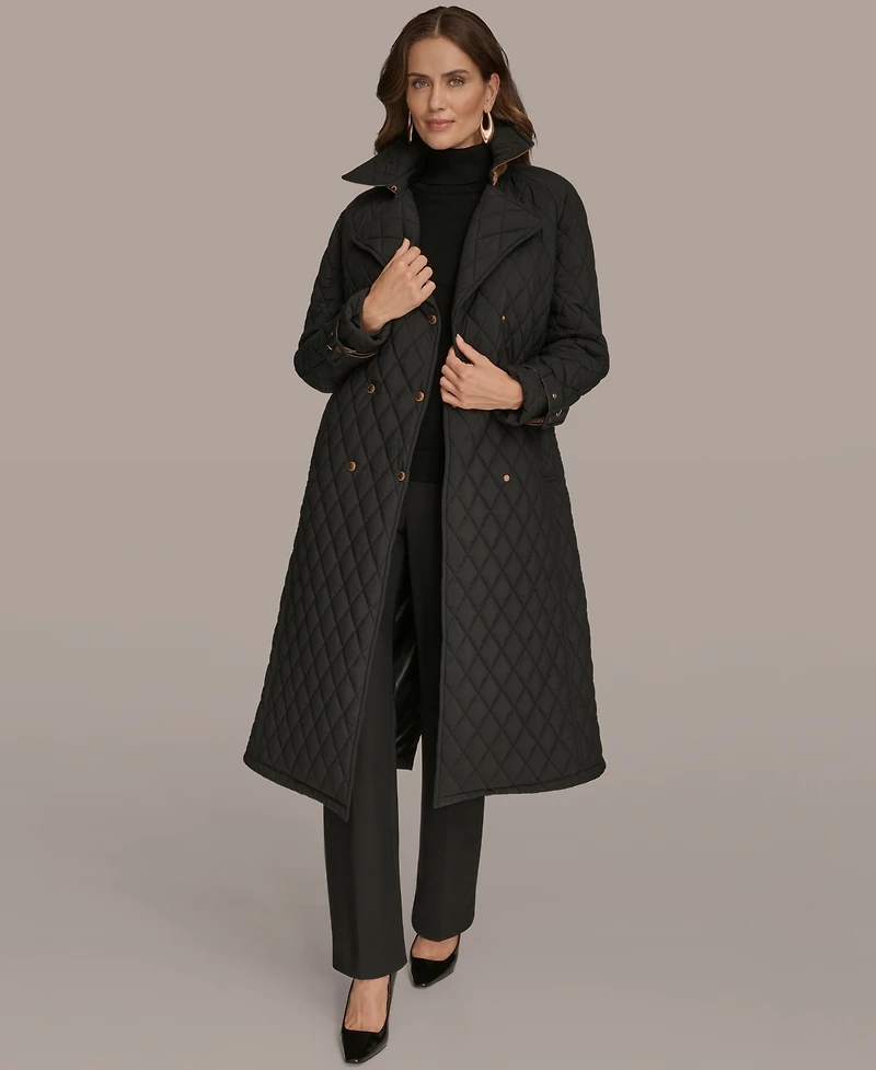 Donna Karan New York Women's Belted Maxi Quilted Coat