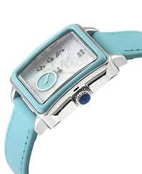 GV2 by Gevril Women's Bari Diva Teal Blue Leather Strap Watch, 34mm