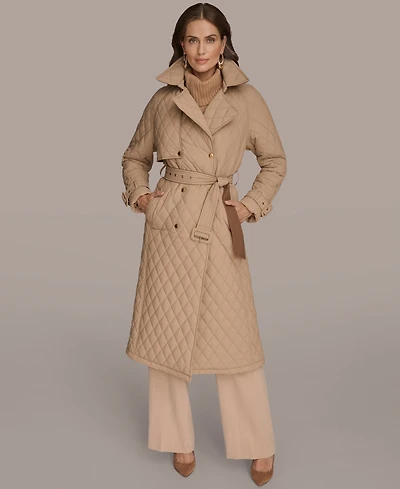 Donna Karan New York Women's Belted Maxi Quilted Coat