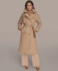 Donna Karan New York Women's Belted Maxi Quilted Coat