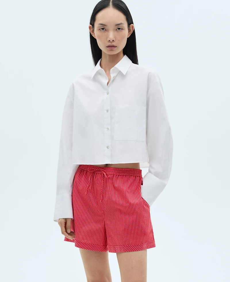 Mango Women's Striped Cotton Blend Shorts